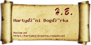 Hartyáni Bogárka névjegykártya